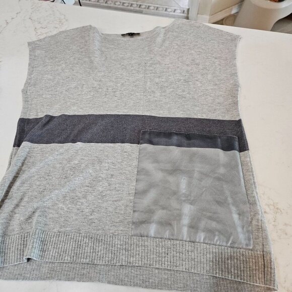 Lafayette 148 New York Colorblock Grey Knit Top Textured Small Sleeveless Luxury - Picture 4 of 10